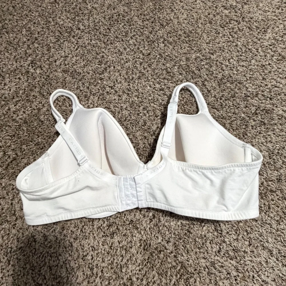 Cacique White Underwire Full Coverage Bra 46D Lightly Lined Adjustable Straps